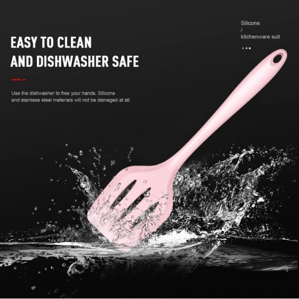 Silicone Cooking Utensils Set - 446°F Heat Resistant Kitchen Utensils,Turner Tongs,Spatula,Spoon,Brush,Whisk,Kitchen Utensil Gadgets Tools Set for Nonstick Cookware,Dishwasher Safe Pink (BPA Free)