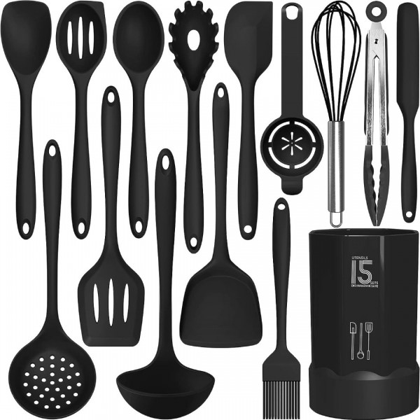 Silicone Cooking Utensils Set - 446°F Heat Resist...